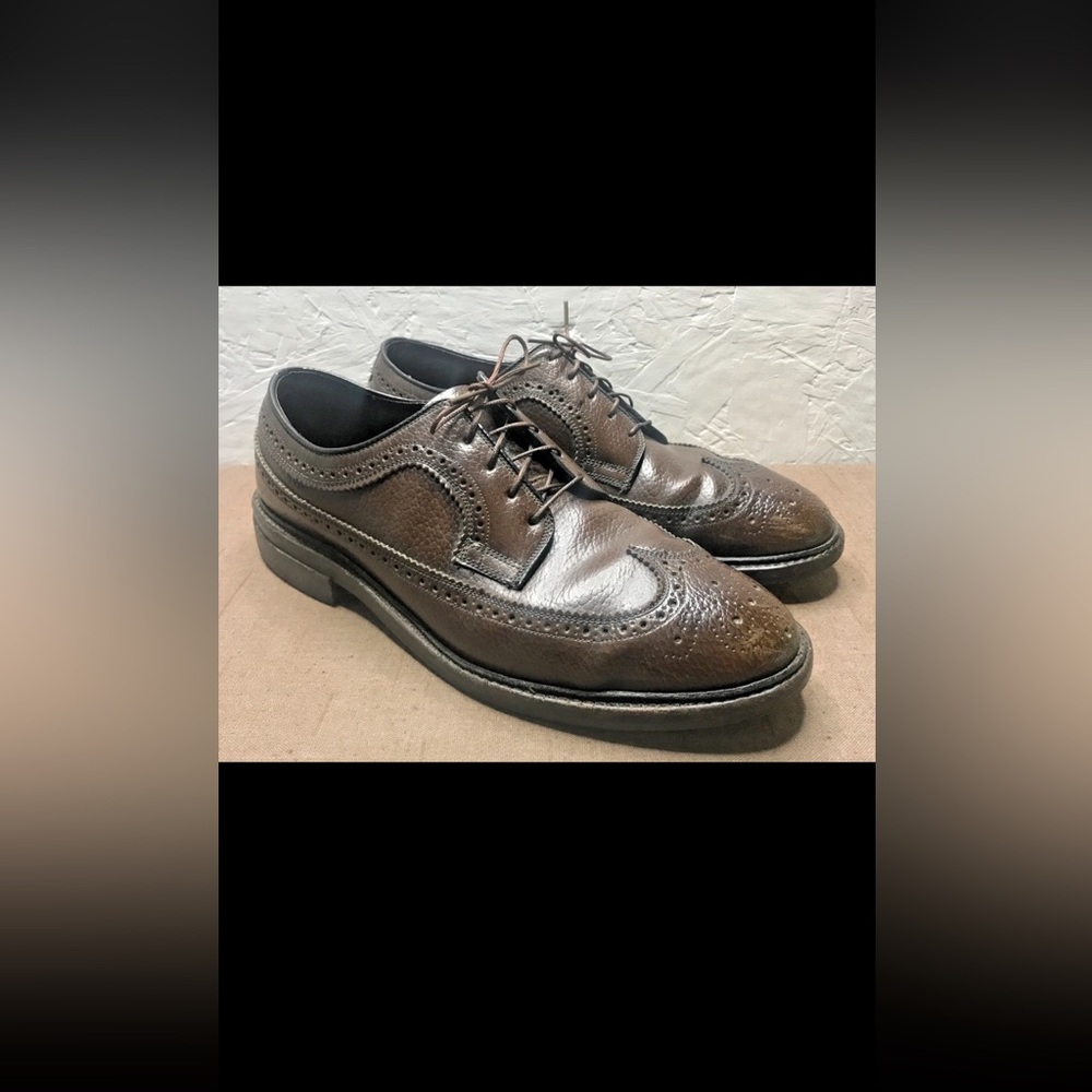 Vintage Hy-Test Men's Steel Toe Oxfords Work Shoes Brown Leather Wingtip Size 8D